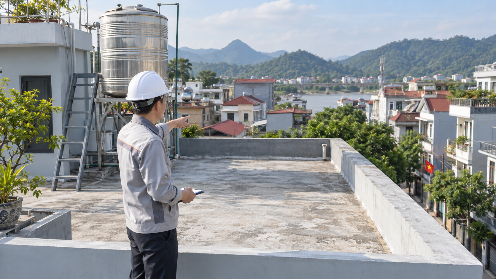 Minh họa khảo sát mái nhà đô thị để lắp điện năng lượng mặt trời tại phường Minh Xuân