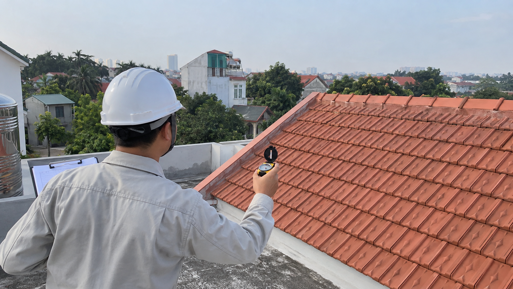 Minh họa khảo sát mái trước khi triển khai điện mặt trời