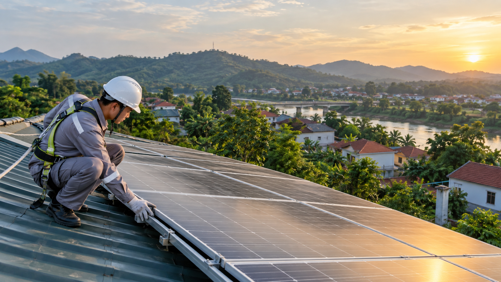 Minh họa hệ điện mặt trời mái nhà và kiểm tra phương án tại phường Nam Cường