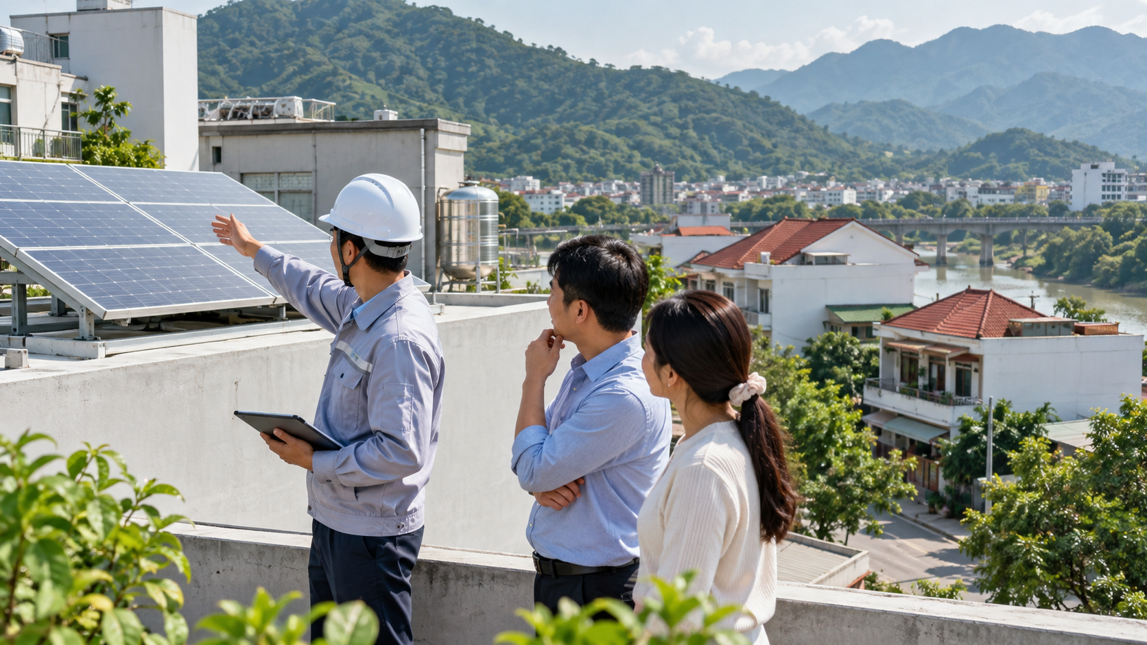 Minh họa khảo sát mái nhà đô thị để lắp điện năng lượng mặt trời tại phường Yên Bái