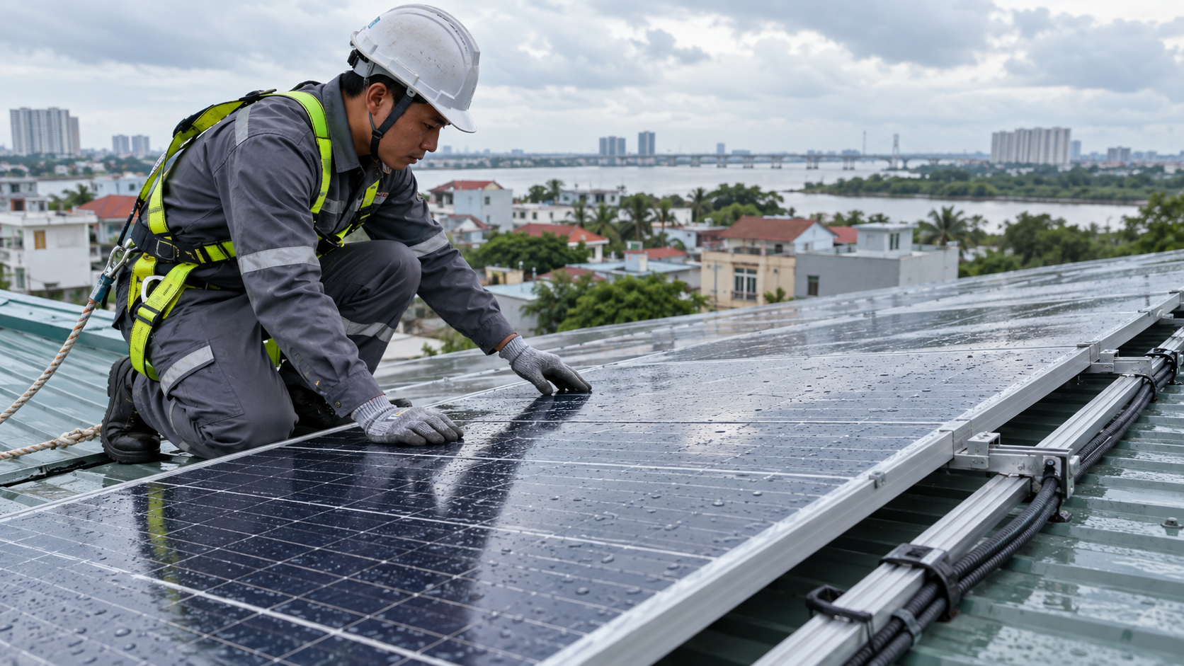 Minh họa inverter và tủ bảo vệ của hệ điện mặt trời